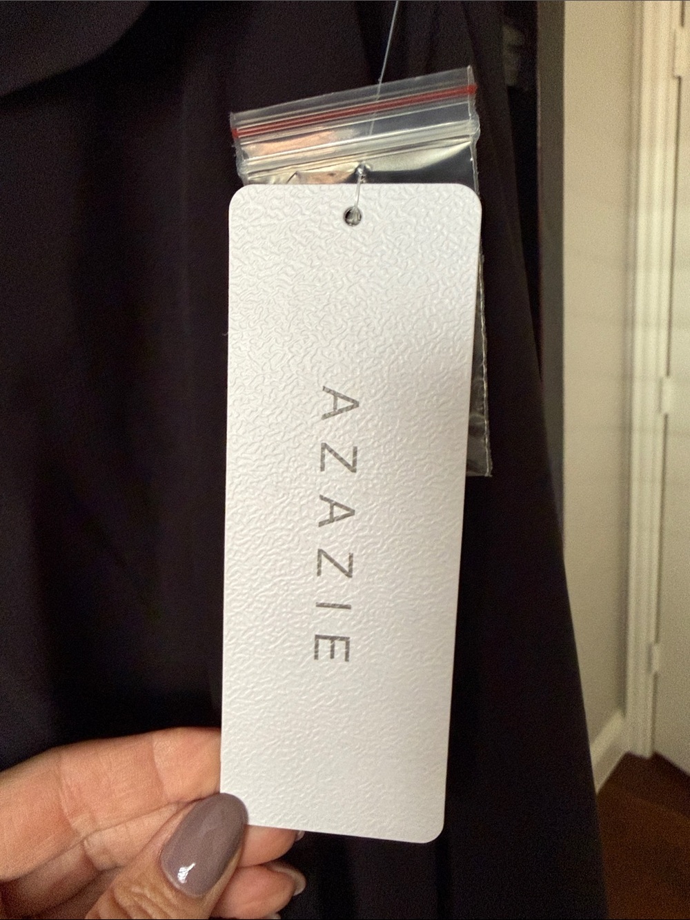 Azazie Black Tessie Halter V-Back A-Line Chiffon Dress - Picture 9 of 10